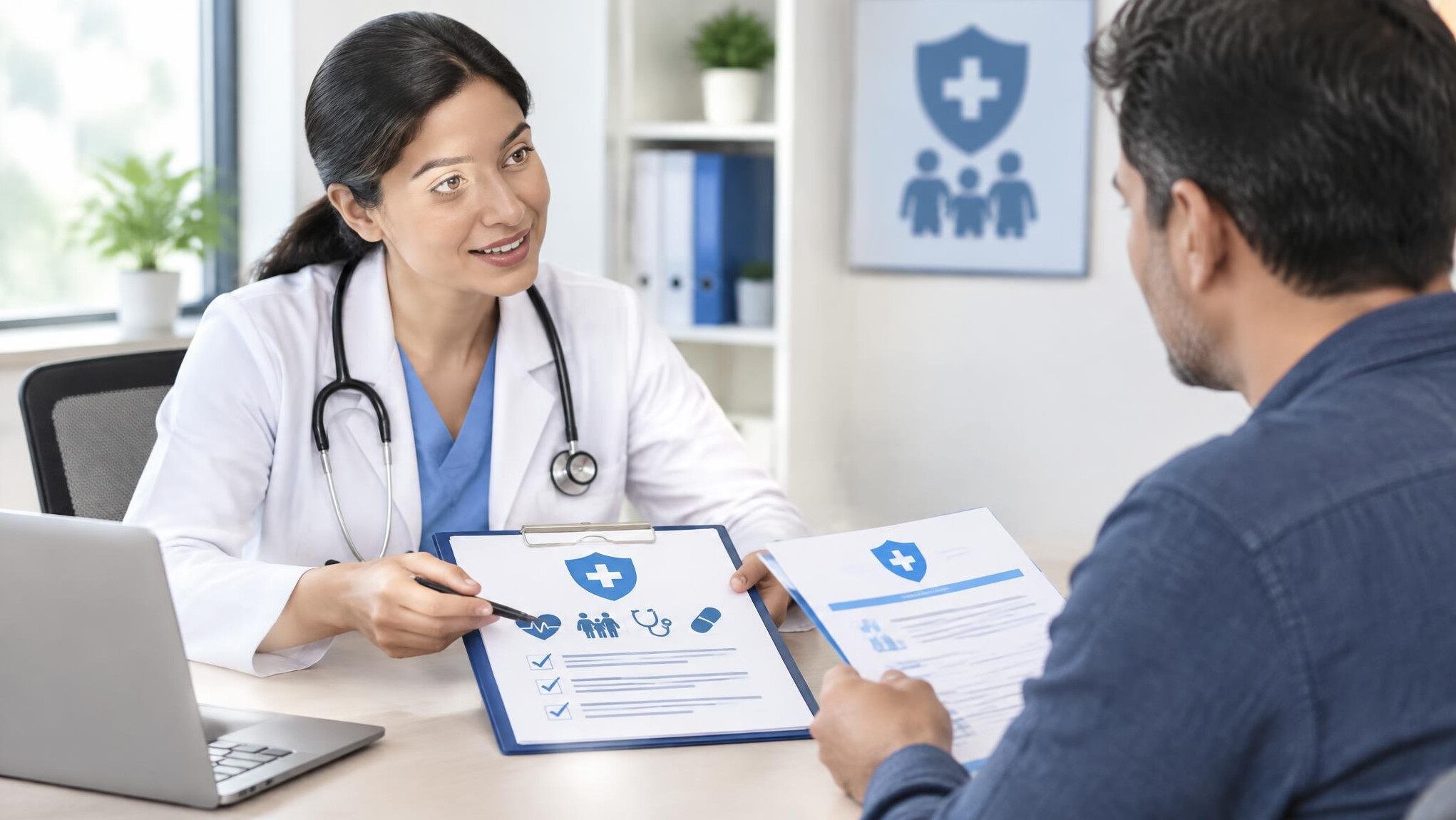 doctor discussing health plan